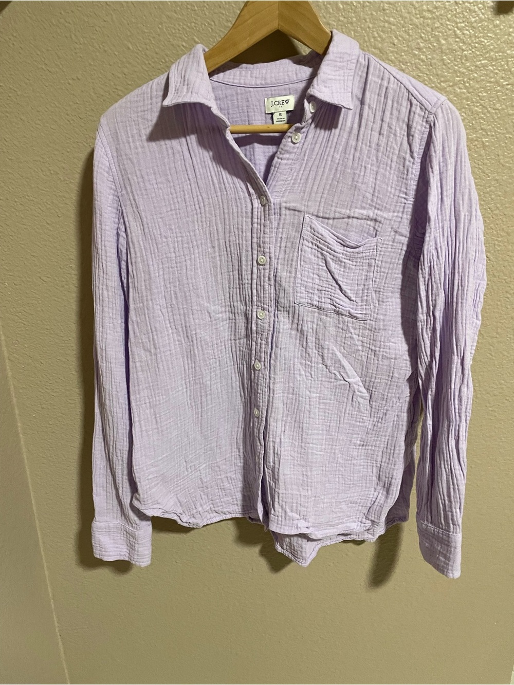 J.Crew Lavender Cotton Gauze Button-Up Shirt
